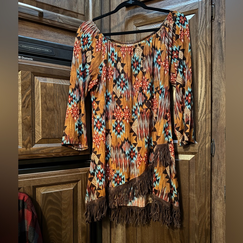 Bohemian / Southwestern / Western Fringe Women's Top - Multicolor Sz M